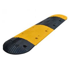 Premium Recycled Rubber Safety-Striped Speed Hump